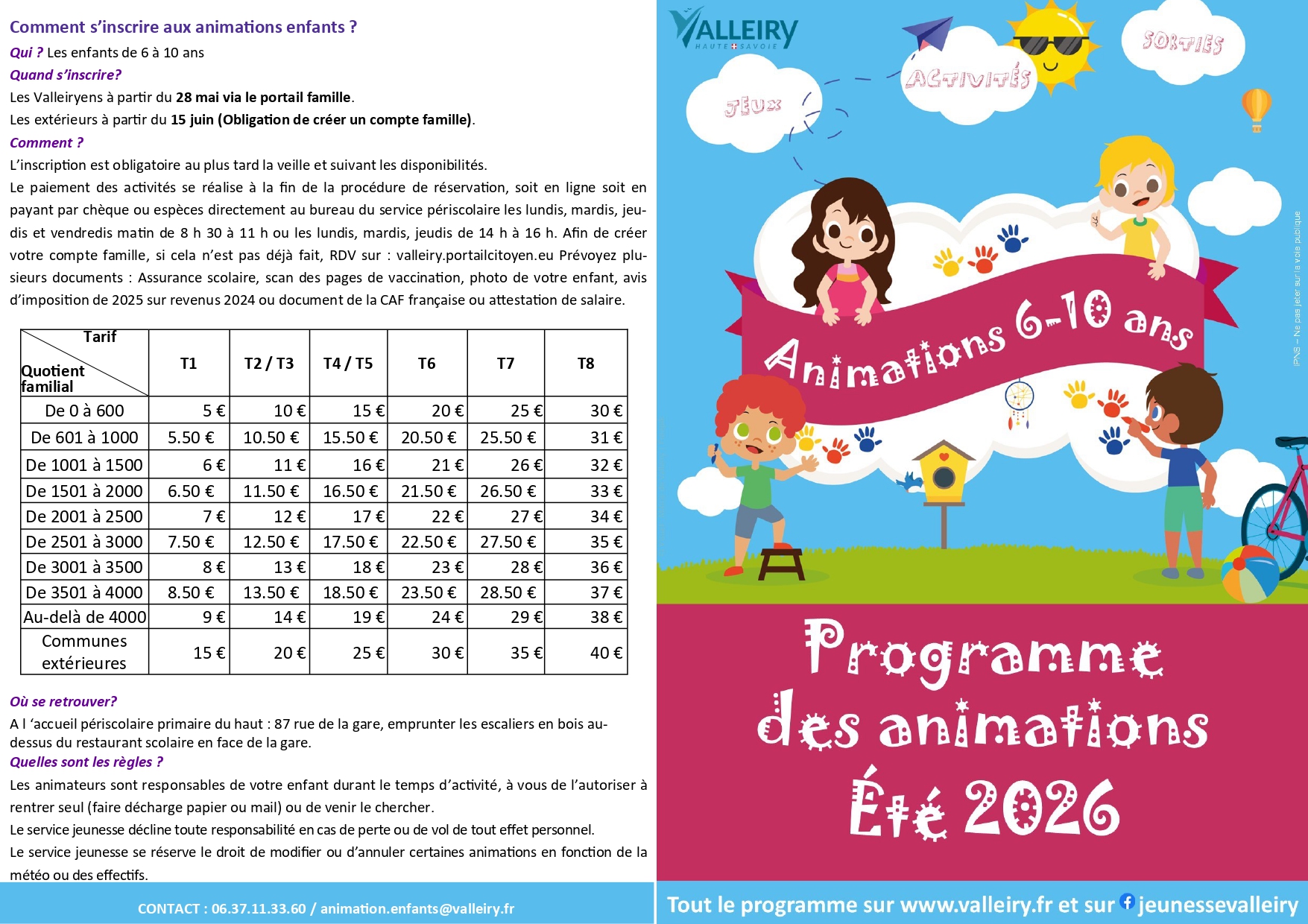 Programme vacances été 2026