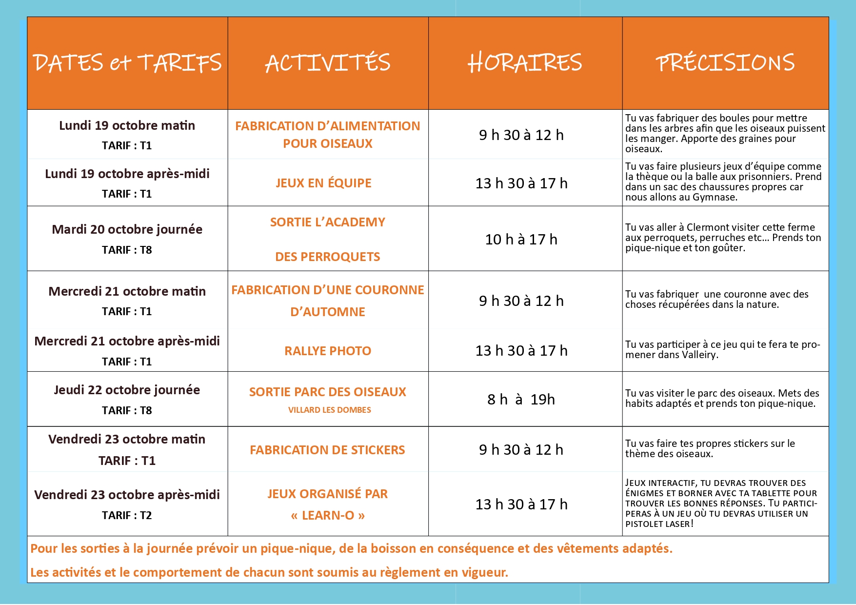 Animations vacances automne 26